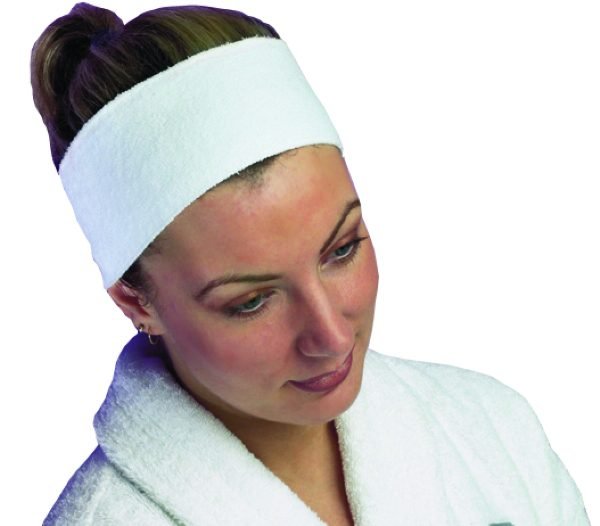 Hive Towelling Headband with Velcro Fixing (White) - Client Disposables - SalonExpress