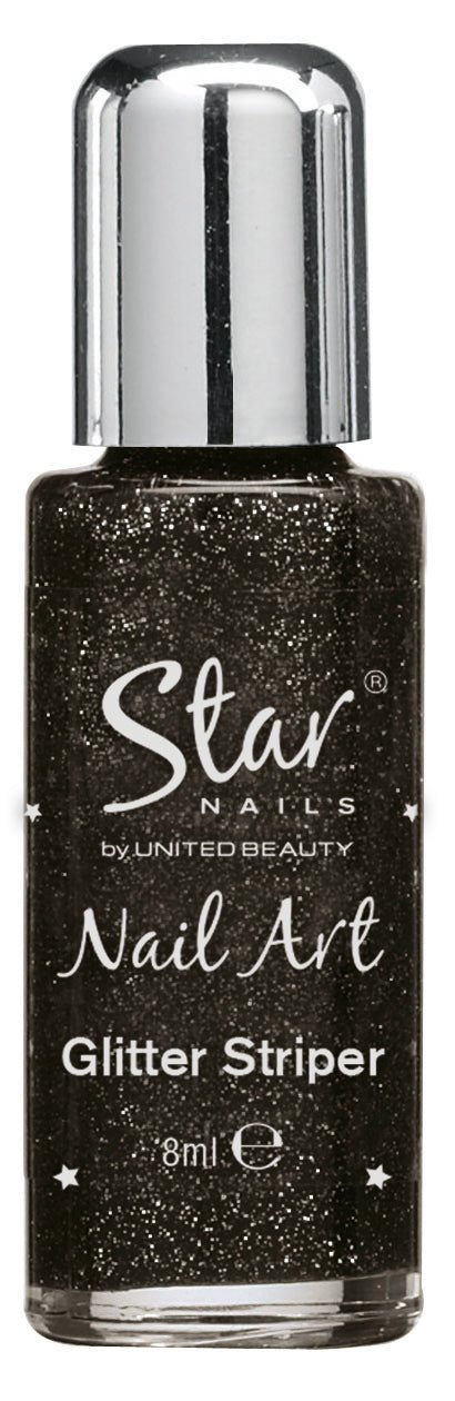 Star Nails Jet / Silver Glitter Striper 8ml - Nail Art - SalonExpress