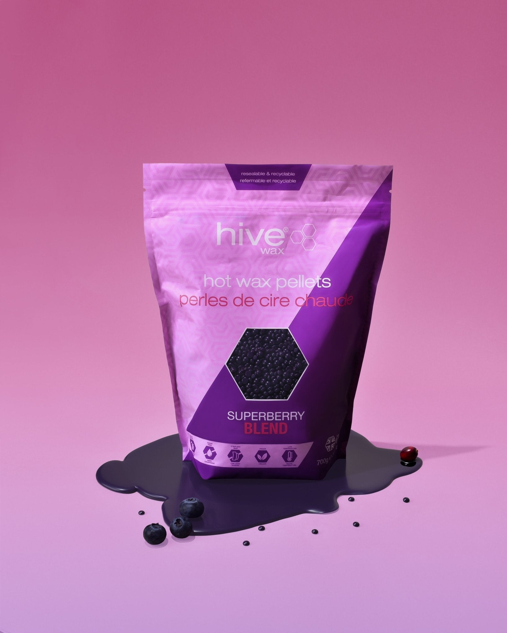 Hive Superberry Blend Hot Wax Pellets 700g - Stripless Hot Waxing - SalonExpress