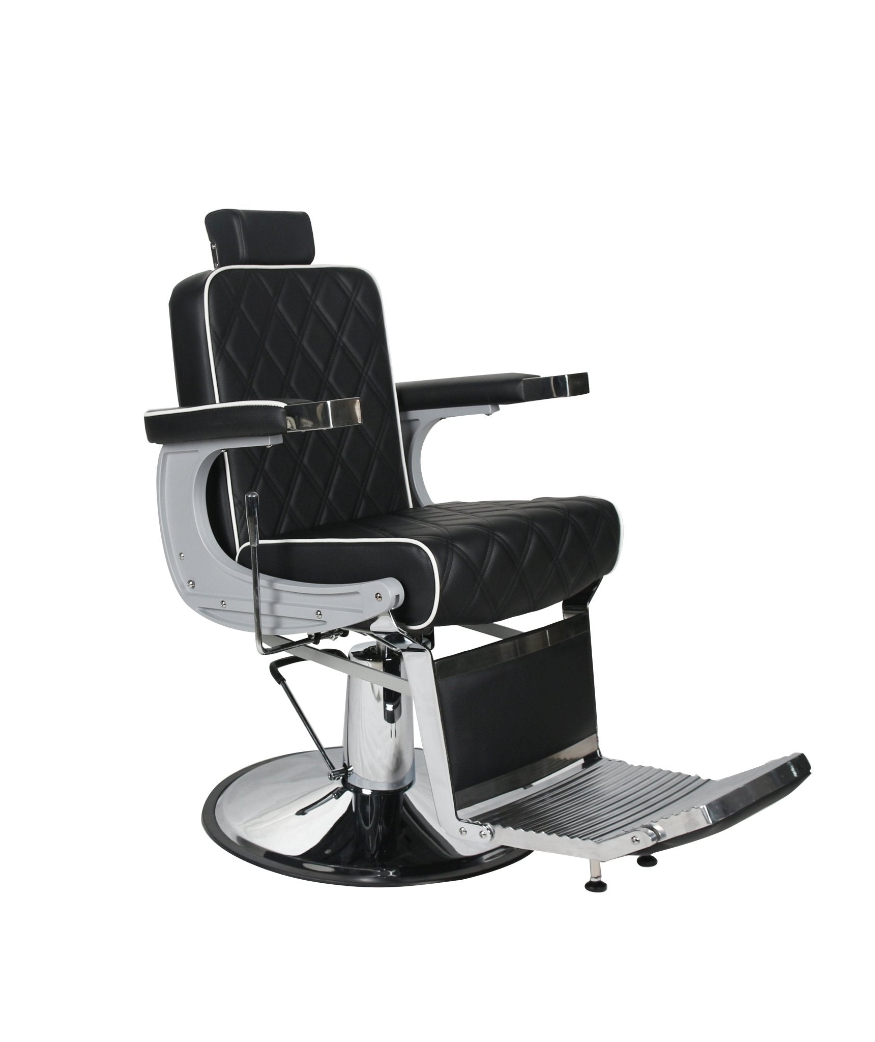 Chrysler Barber Chair Black/White Piping - Treatment Chairs - SalonExpress