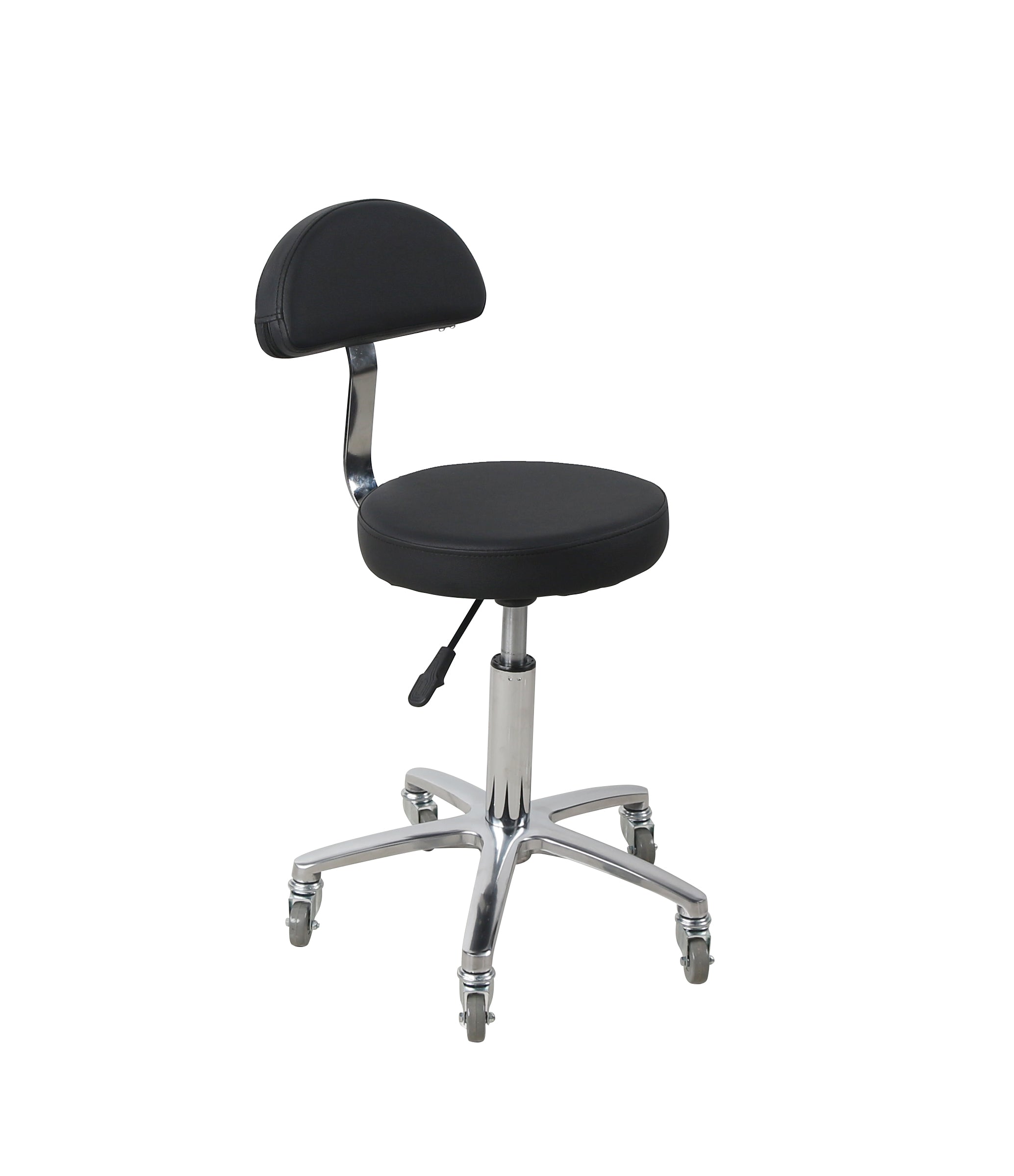 Hudson Gas Lift Stool With Backrest   BLACK