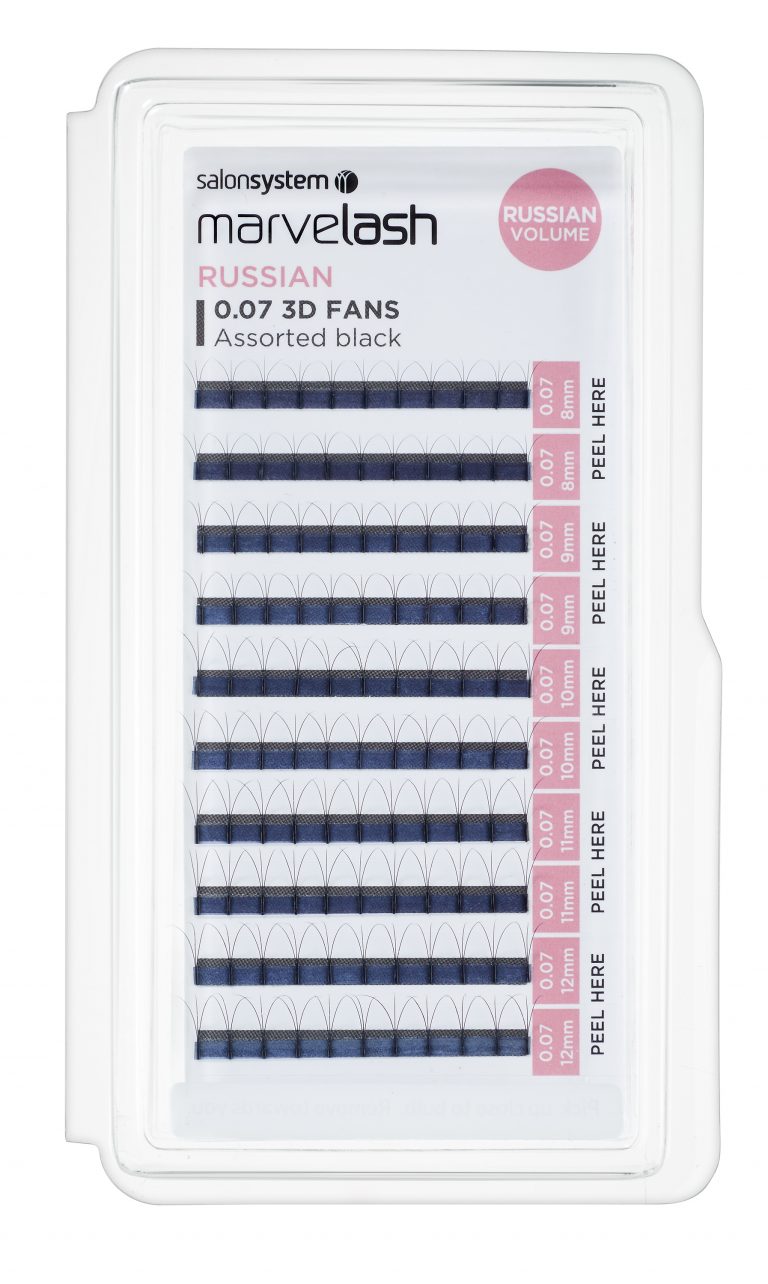 Salon System Marvelash Russian 0.07 3D Fan Assorted 8, 9, 10, 11, 12mm (Russian Volume)