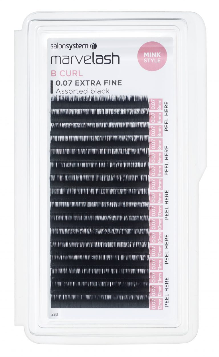 Salon System Marvelash B Curl 0.07 Extra Fine Assorted 8, 9, 10, 11, 12mm (Mink Style)